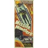 Missile Monsters and On the Threshold of Space two American insert file posters, printed marks, 92