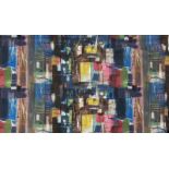 Stones of Bath a pair of Sanderson curtains designed by John Piper, screen printed in colours on a