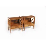 A pair of oak bedside cabinets designed by Jules Leleu, each with single drawer, 55cm. high, 50cm.