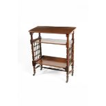 An oak reading stand and bookcase retailed by Liberty & Co, rectangular section, the top slightly