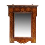A Shapland & Petter Peacock Feather oak wall mirror, model R1406, the shaped rectangular form with