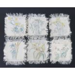 A set of six Flora's Feast silk napkins designed by Walter Crane, probably manufactured by John