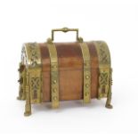 A Gothic walnut and bronze jewellery casket, in the manner of A.W.N. Pugin, the domed hinged cover