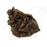 ‡ Vivien Rhys-Pryce (b.1937) Lovers embracing Bronze 17.5cm high ++Good condition