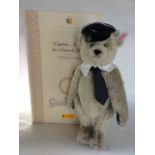 A boxed Steiff Captain Mach, the Concorde Bear, grey, 33 cm tall approx in a limited edition of 1500