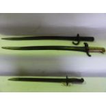 Two 1866 model Chassepots, bayonets and one other