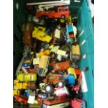 A large quantity (2 boxes) of die cast and other model vehicles to include examples by Dinky,