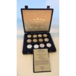 A cased set of thirty-four miscellaneous silver coins, mostly The Royal Family Commemorative