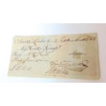 Messrs Coutts & Company cheque dated 13th September 1852, drawn on the Account of Charles Dickens