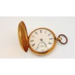 An 18ct gold full hunter pocket watch, Robertson & Watt, Dundee, the white enamelled dial with black