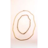 A 9ct gold flat curb-link necklace, 14.7g; and a circular-link necklace, with 9ct gold clasp (2)