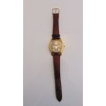 A gentleman's gold-plated wristwatch, Alfex Royal Air Force, the blue dial with gilt baton numerals,