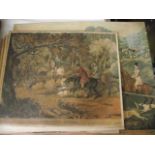 Four early 19th century coloured hunting prints after Alken, Unkennelling, Breaking Cover, Full Cry,