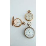 An American white metal open-faced pocket watch, Waltham Watch Co., the white enamelled dial with