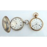 A silver full hunter pocket watch, Thomas Russell & Son, Liverpool, the white enamelled dial with