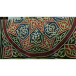 An extensive embroidered panel of squared form, with Victorian Gothic geometric motif design in