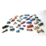 A collection of five Spot On toy cars, a Rover 3 litre, Cresta, a Volkswagen Rally Beetle, a Rover