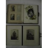 Four Victorian embossed leather bound portrait albums, mainly containing images