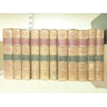 Eleven volumes, leather bound, Macaulay's Essays