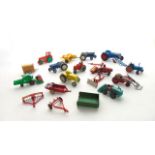 Vintage die cast model agricultural vehicles to include numerous tractors, a Crescent Toy Co Limited