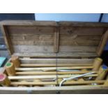 A contemporary traditional croquet set housed within a substantial stripped pine box labelled Martin