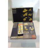 Two vintage boxed Meccano assemblies to include Set 5 395 Parts for all Action Models (uncounted)