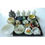 A collection of small decorative ceramics including a 19th century continental miniature cabinet cup