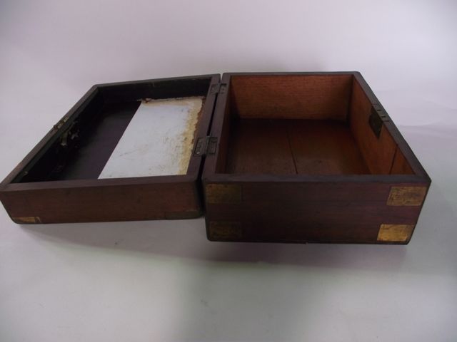 A 19th century rosewood veneered case with brass banded detail and flush fitting campaign type - Image 2 of 3