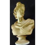 A 19th century Parian bust of a classical male figure with impressed mark to reverse C Delpech,
