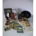 A miscellaneous collection to include an antique glazed stoneware jug with scrolling handle and