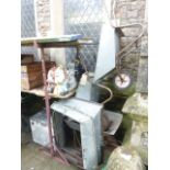 Three small galvanised garden wheelbarrows together with two extensions and a reclaimed galvanised