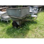 A vintage galvanised steel leaf barrow with extension (to make deeper)