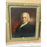 An early 19th century oil painting on canvas, bust length portrait of an elderly gentleman in