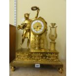 A good quality Empire period gilt brass mantle clock in the classical style, the 8 day striking