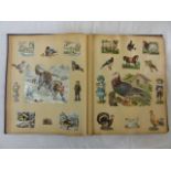 Two good Victorian scrap work albums, each page with neatly set coloured lithograph scraps showing a