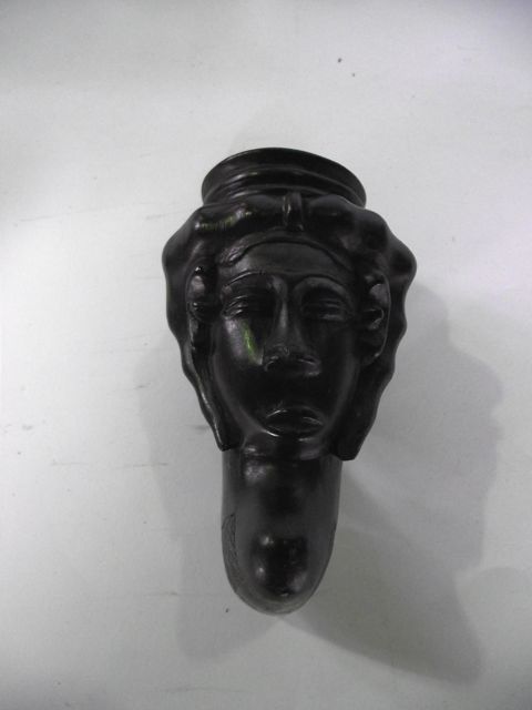 A substantial African carved hardwood pipe, the bowl in the form of a facial study with further - Image 3 of 3