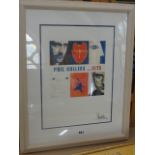 A signed limited edition print of a montage relating to Phil Collins, inscribing Phil Collins' Hits,