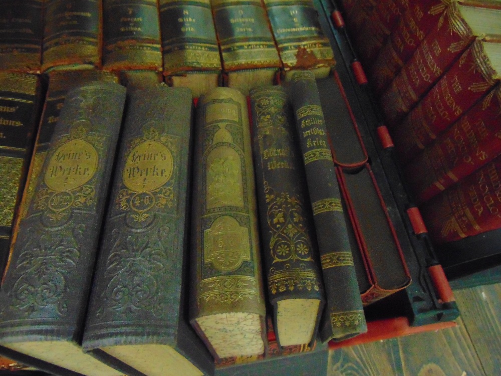 Sixteen volumes of Brorkhaus Lerikon (German encyclopedia), further German books, etc
