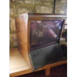 A vintage timber cased Pye television receiver Type 4A, 52 cm tall approx, the screen 13 inches