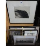 A collection of etchings, engravings, etc, including example showing Edinburgh Castle, signed in