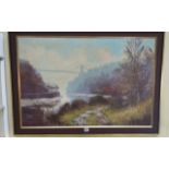 An oil painting on canvas by Anthony Warren showing the Clifton Suspension Bridge painted in the