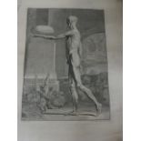 Two mid 18th century black and white engraved plates showing the human muscular system from the