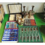 Boxed silver plated and other cutlery to include butter knives, pickle forks, fish cutlery, a set of