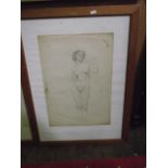 A pair of early 20th century pencil life studies of a nude female figure in standing and seated