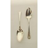 A pair of George III silver serving spoons, William Eley, William Fearn & William Chawner, London,