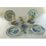 An interesting collection of 19th century oriental ceramics including a bowl and cover with blue,