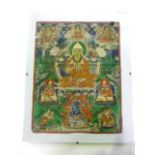 A good quality 19th century Sino-Tibetan unmounted Buddhist Thangka, depicting Tsongkapa