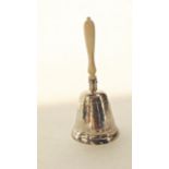 A silver table bell, Peter B. Harwood, London, 1977, with Jubilee mark, with faint hammered finish
