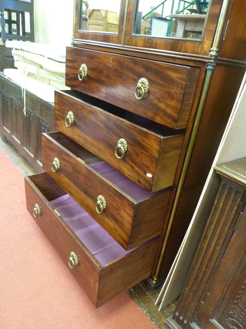 A Georgian mahogany gentleman's bedroom cabinet, the lower section enclosed by four drawers, the - Image 3 of 4