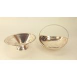 A 20th century silver plated bowl of shallow form with arching lid raised on a circular foot,